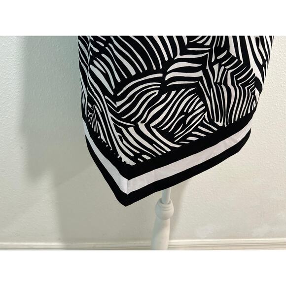 Michael Kors Womens Zebra Border-Print One Shoulder Blouse BlackWhite Large New - Picture 7 of 8